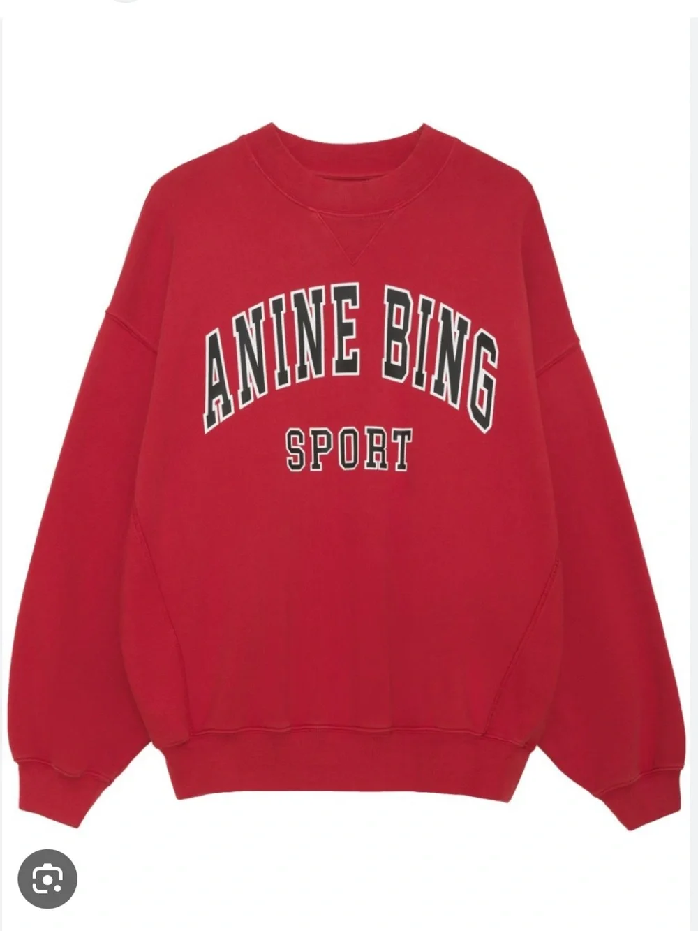 Anine Bing Jaci Red Organic Cotton Crewneck Logo Sweatshirt Sz M